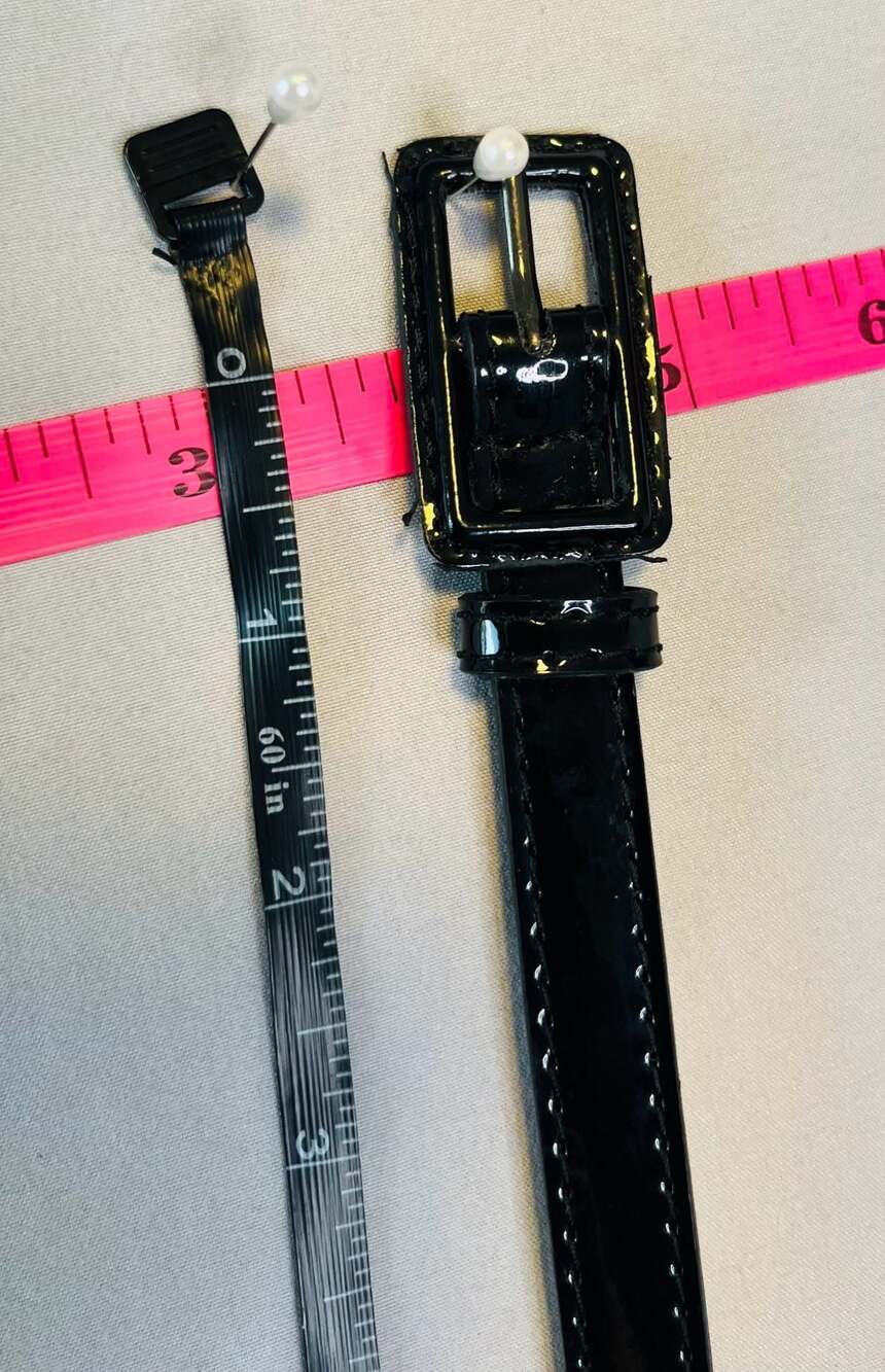 Black Patent Leather Skinny Belt Glossy Minimalist Rectangle Buckle Y2K Chic